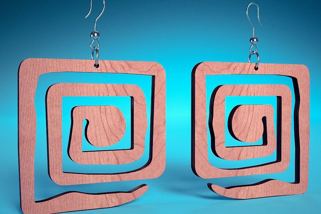 Σετ των 3 Intra απο ξύλο plywood 3mm-4mm πάχος – Σπειροειδή Σκουλαρίκια | Σκουλαρίκια Δίασταση  5x5 cm INTRAFABR-72468383