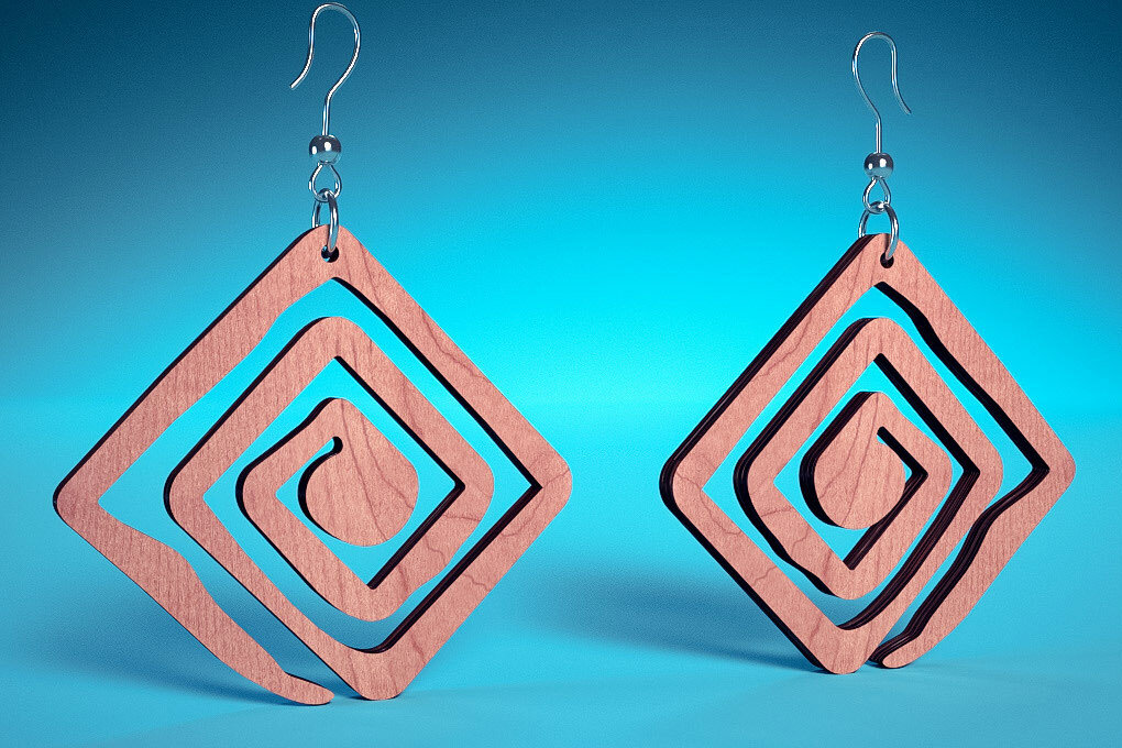 Σετ των 3 Intra απο ξύλο plywood 3mm-4mm πάχος – Σπειροειδή Σκουλαρίκια | Σκουλαρίκια Δίασταση  5x5 cm INTRAFABR-72468421