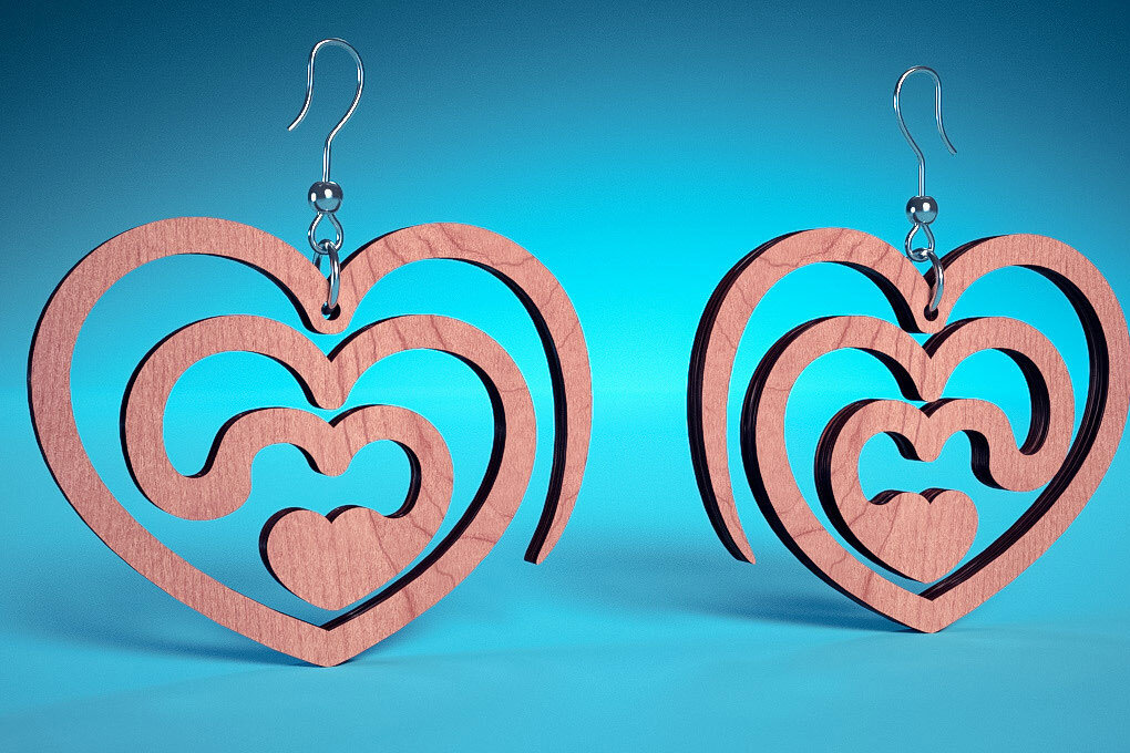 Σετ των 3 Intra απο ξύλο plywood 3mm-4mm πάχος – Σπειροειδή Σκουλαρίκια | Σκουλαρίκια Δίασταση  5x5 cm INTRAFABR-72468443