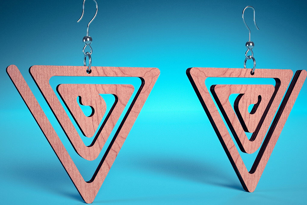 Σετ των 3 Intra απο ξύλο plywood 3mm-4mm πάχος – Σπειροειδή Σκουλαρίκια | Σκουλαρίκια Δίασταση  5x5 cm INTRAFABR-72468497