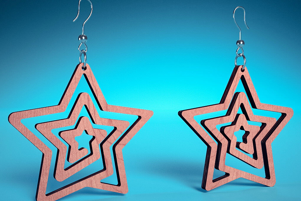 Σετ των 3 Intra απο ξύλο plywood 3mm-4mm πάχος – Σπειροειδή Σκουλαρίκια | Σκουλαρίκια Δίασταση  5x5 cm INTRAFABR-72468535