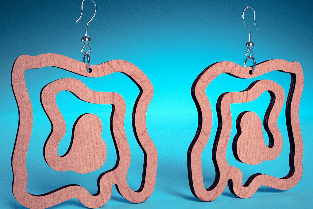 Σετ των 3 Intra απο ξύλο plywood 3mm-4mm πάχος – Σπειροειδή Σκουλαρίκια | Σκουλαρίκια Δίασταση  5x5 cm INTRAFABR-72468555