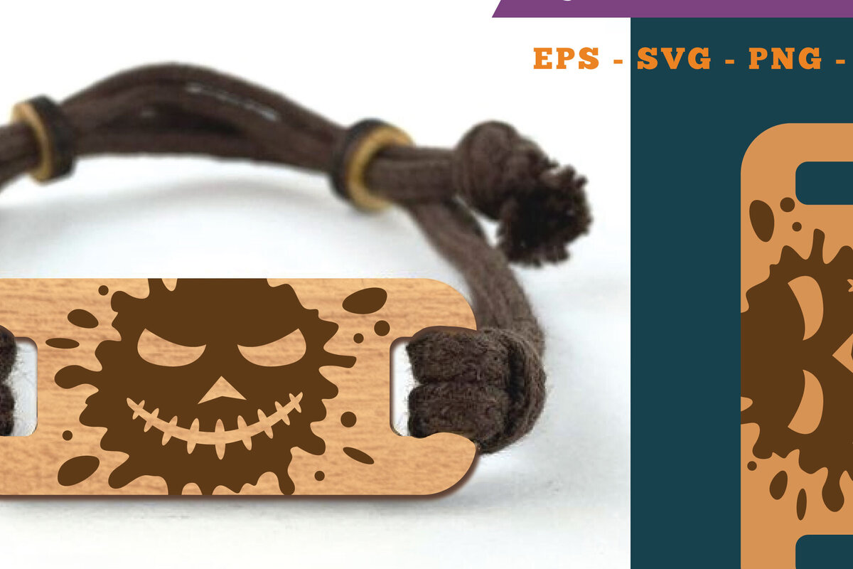 Σετ των 3 Intra απο ξύλο plywood 3mm-4mm πάχος – Βραχιόλι Splash Ghost Face Δίασταση  20x20 cm INTRAFABR-110079335