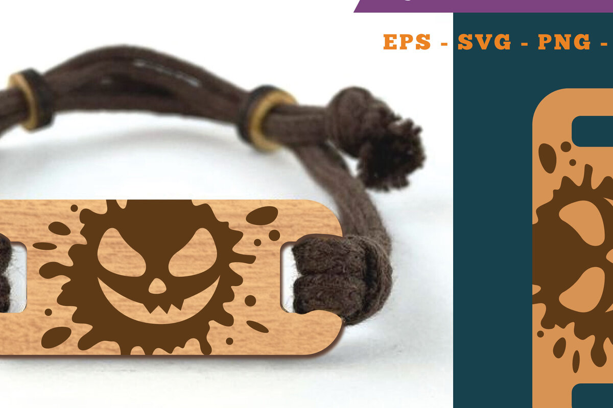 Σετ των 3 Intra απο ξύλο plywood 3mm-4mm πάχος – Βραχιόλι Splash Ghost Face Δίασταση  20x20 cm INTRAFABR-110078970