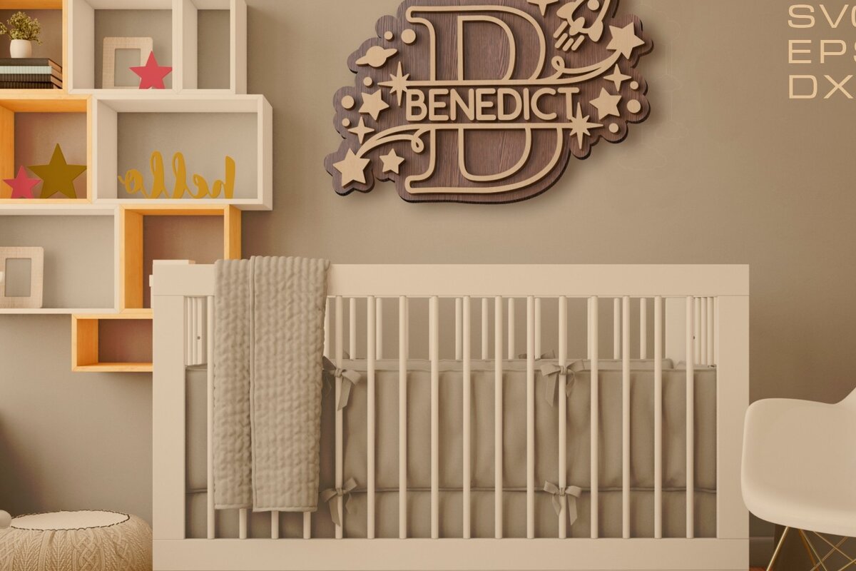 Σετ των 2 Intra απο ξύλο plywood 3mm-4mm πάχος – Διαχωρίστε γράμματα μονόγραμμα με όνομα μωρού Δίασταση  20x20 cm INTRAFABR-16816089