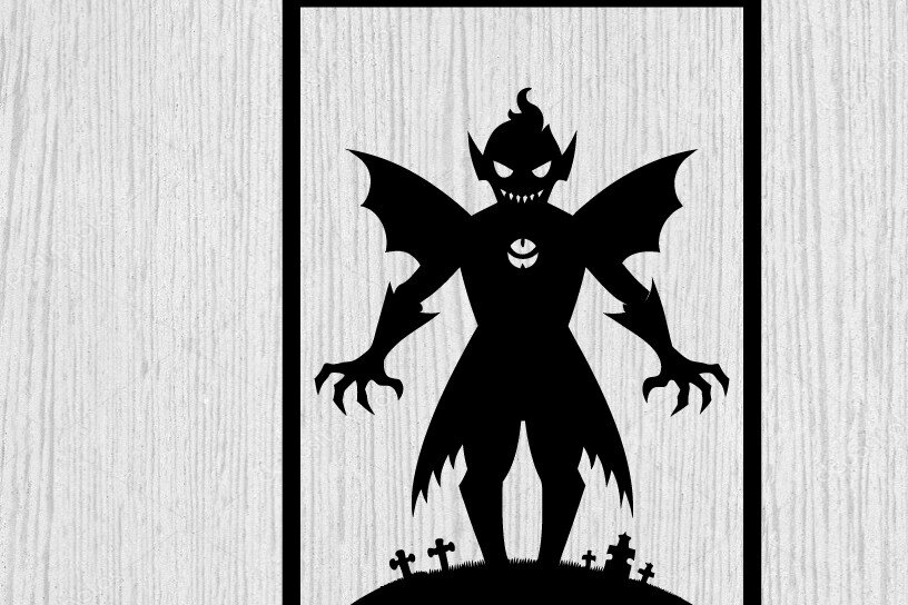 Σετ των 2 Intra απο ξύλο plywood 3mm-4mm πάχος – Spoker Halloween Metal Sign Σημάδι λέιζερ Δίασταση  40x30 cm INTRAFABR-102547717