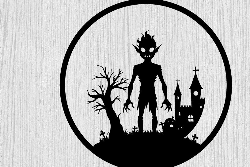 Intra απο ξύλο plywood 3mm-4mm πάχος – Spoker Halloween Metal Sign Σημάδι λέιζερ Δίασταση  40x30 cm INTRAFABR-102548538