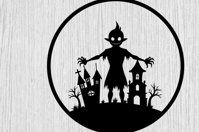 Intra απο ξύλο plywood 3mm-4mm πάχος – Spoker Halloween Metal Sign Σημάδι λέιζερ Δίασταση  40x30 cm INTRAFABR-102495134