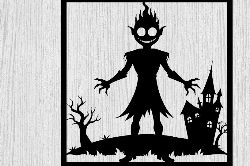 Σετ των 2 Intra απο ξύλο plywood 3mm-4mm πάχος – Spoker Halloween Metal Sign Σημάδι λέιζερ Δίασταση  40x30 cm INTRAFABR-102495302