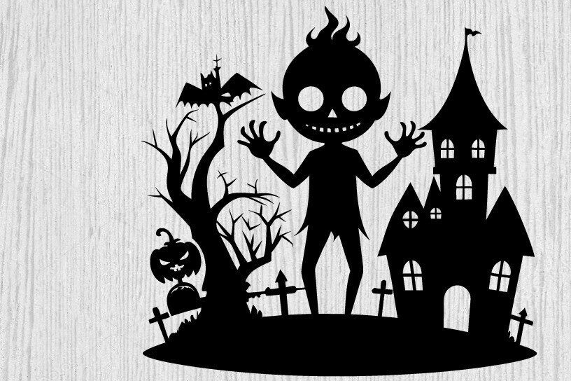 Intra απο ξύλο plywood 3mm-4mm πάχος – Spoker Halloween Metal Wall Art Laser, 3D Δίασταση  40x30 cm INTRAFABR-101636138