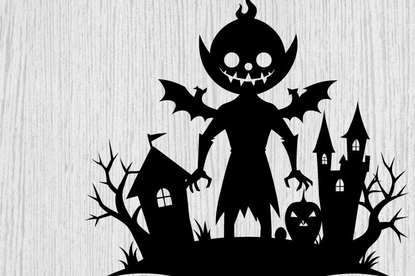 Σετ των 2 Intra απο ξύλο plywood 3mm-4mm πάχος – Spoker Halloween Metal Wall Art Laser, 3D Δίασταση  40x30 cm INTRAFABR-101635810