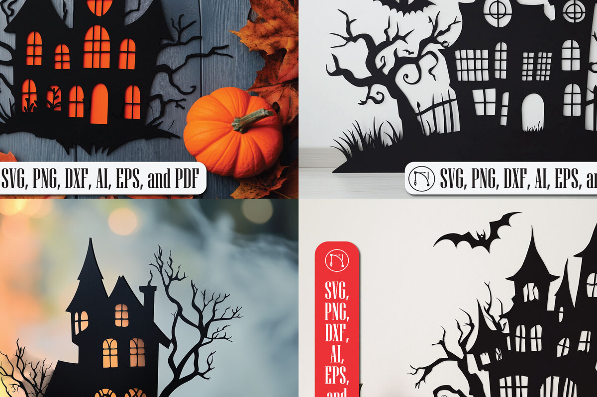 Σετ των 2 Intra απο ξύλο plywood 3mm-4mm πάχος – Πακέτο Spooktacular Haunted House Δίασταση  20x20 cm INTRAFABR-104156109