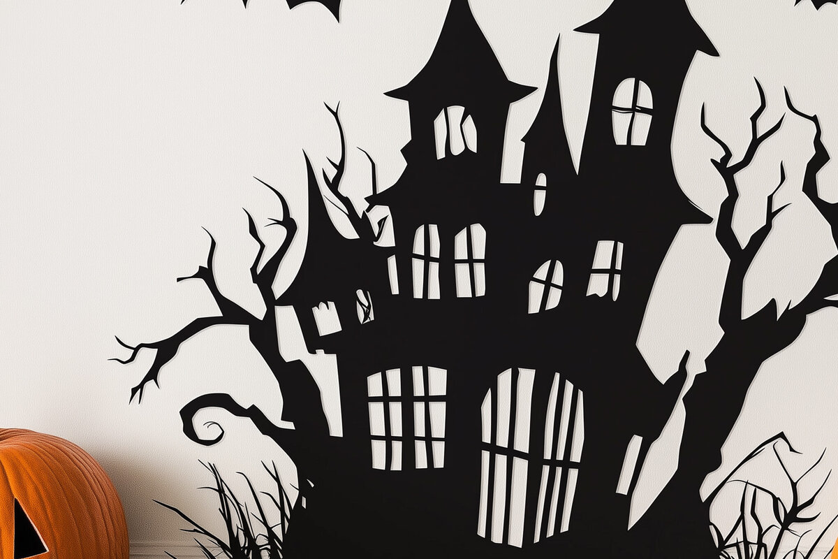 Σετ των 2 Intra απο ξύλο plywood 3mm-4mm πάχος – Spooktacular Haunted House Δίασταση  20x20 cm INTRAFABR-104119321