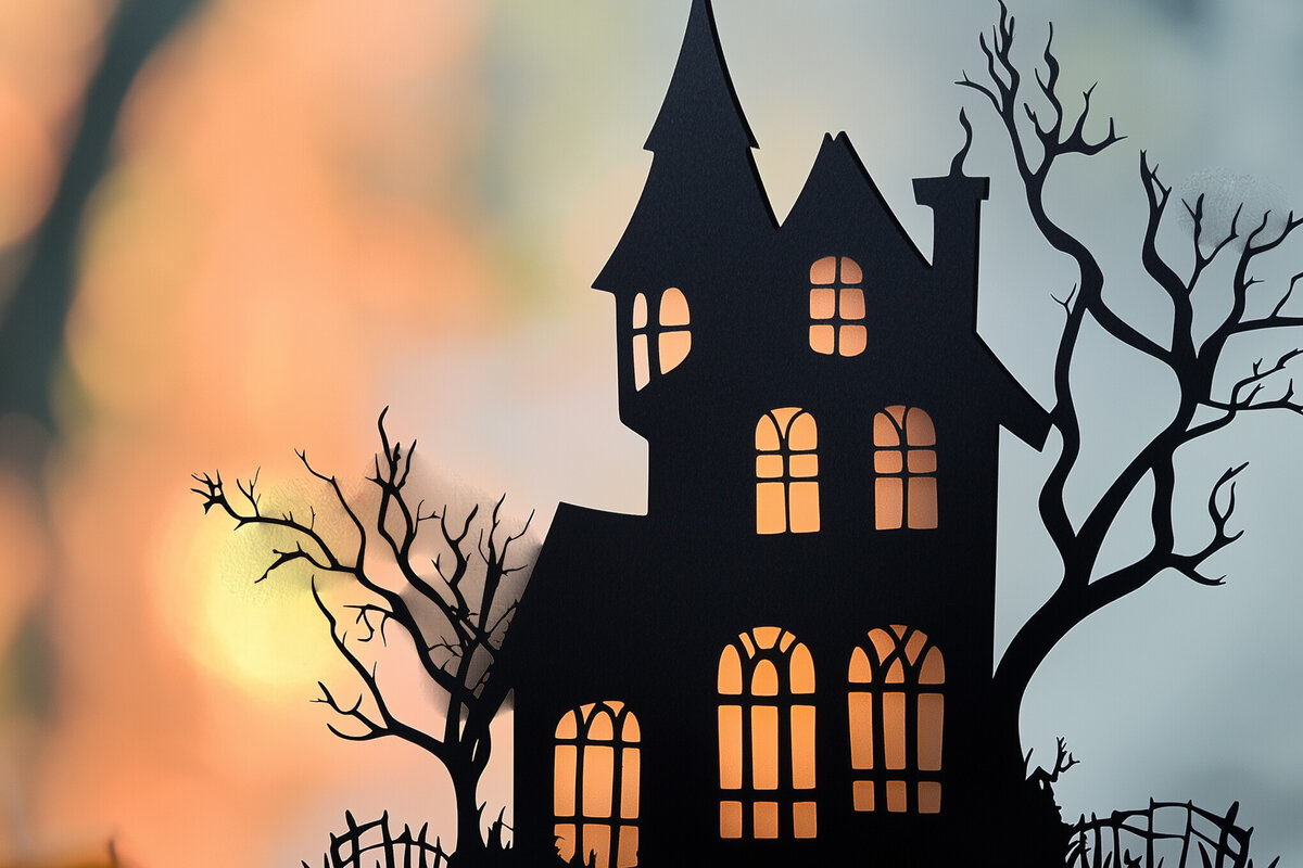 Σετ των 2 Intra απο ξύλο plywood 3mm-4mm πάχος – Spooktacular Haunted House Δίασταση  20x20 cm INTRAFABR-104150915
