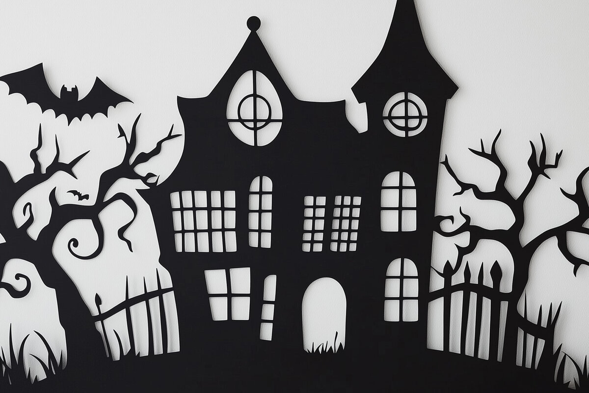 Σετ των 2 Intra απο ξύλο plywood 3mm-4mm πάχος – Spooktacular Haunted House Δίασταση  20x20 cm INTRAFABR-104153297