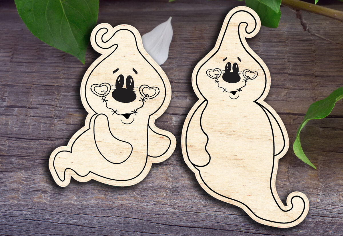 Σετ των 2 Intra απο ξύλο plywood 3mm-4mm πάχος – Spooky Brothers Ghosts Δίασταση  20x20 cm INTRAFABR-29918675