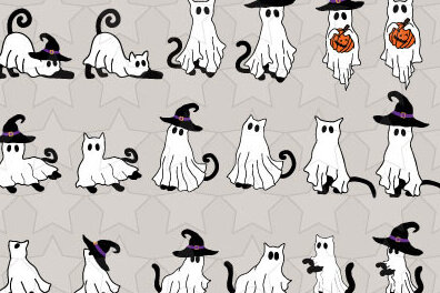 Σετ των 2 Intra απο ξύλο plywood 3mm-4mm πάχος – Πακέτο Spooky Cat Δίασταση  20x20 cm INTRAFABR-104208636