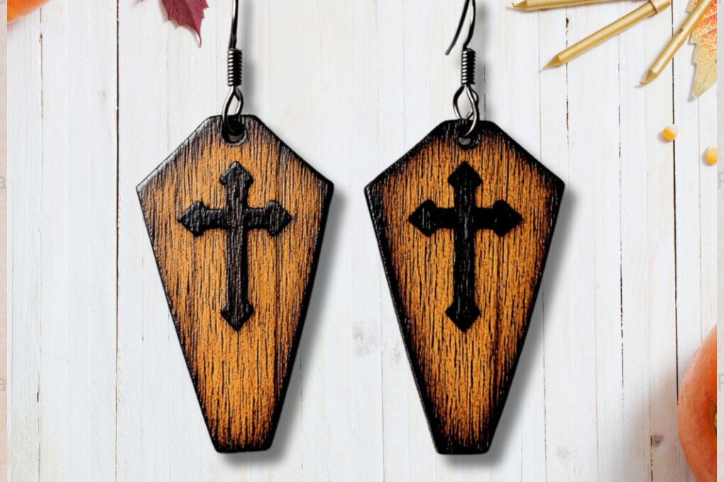 Σετ των 2 Intra απο ξύλο plywood 3mm-4mm πάχος – Spooky Coffin, Witch Hat, Ghost017 Δίασταση  20x20 cm INTRAFABR-117601349