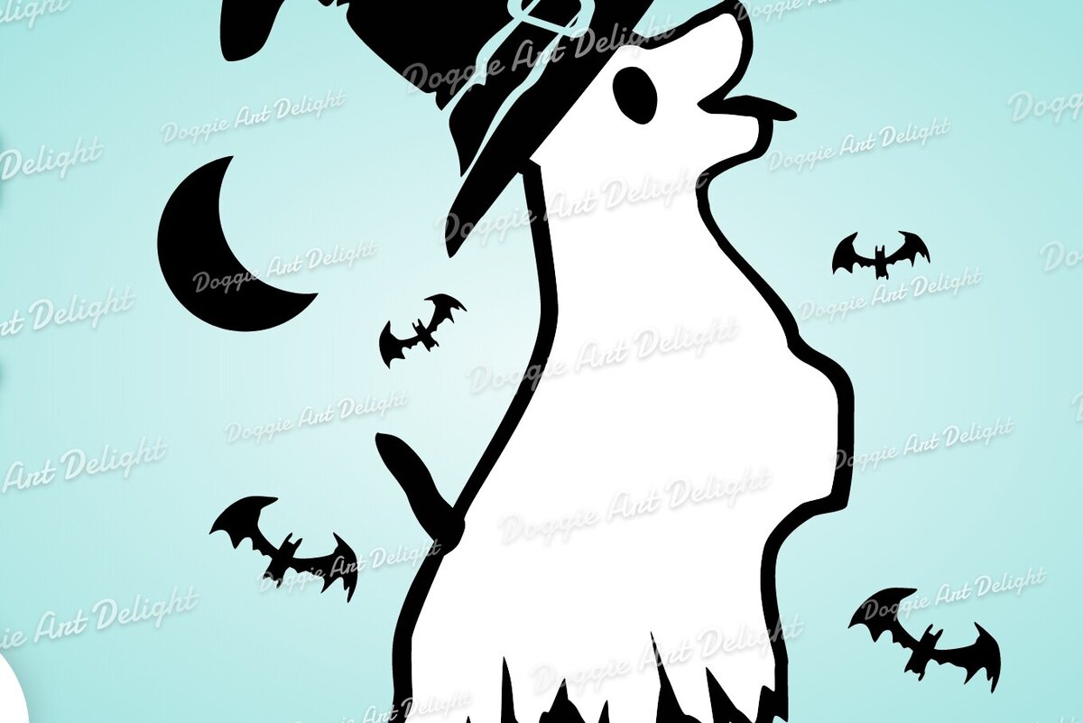 Σετ των 2 Intra απο ξύλο plywood 3mm-4mm πάχος – Spooky Dog Halloween Clipart Png Dxf Δίασταση  20x20 cm INTRAFABR-78291119