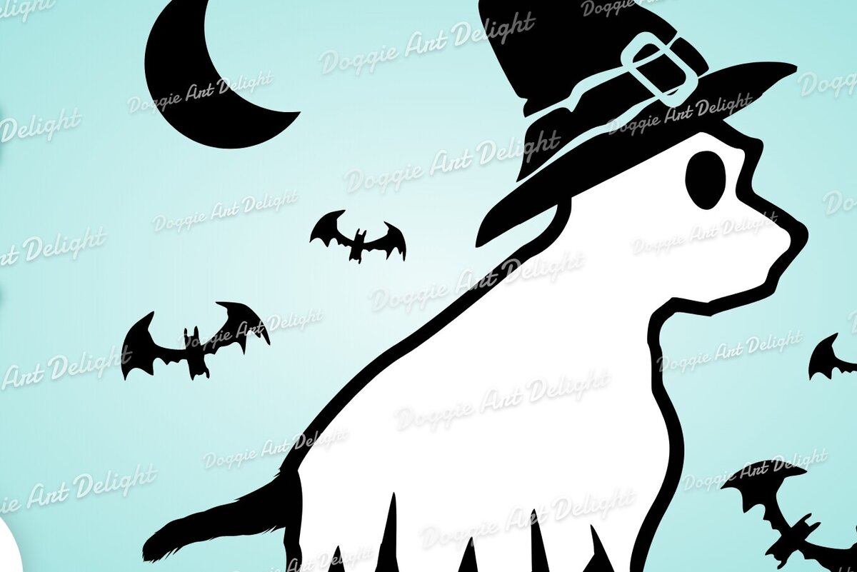 Σετ των 2 Intra απο ξύλο plywood 3mm-4mm πάχος – Spooky Dog Halloween Clipart Westie Δίασταση  20x20 cm INTRAFABR-78210990