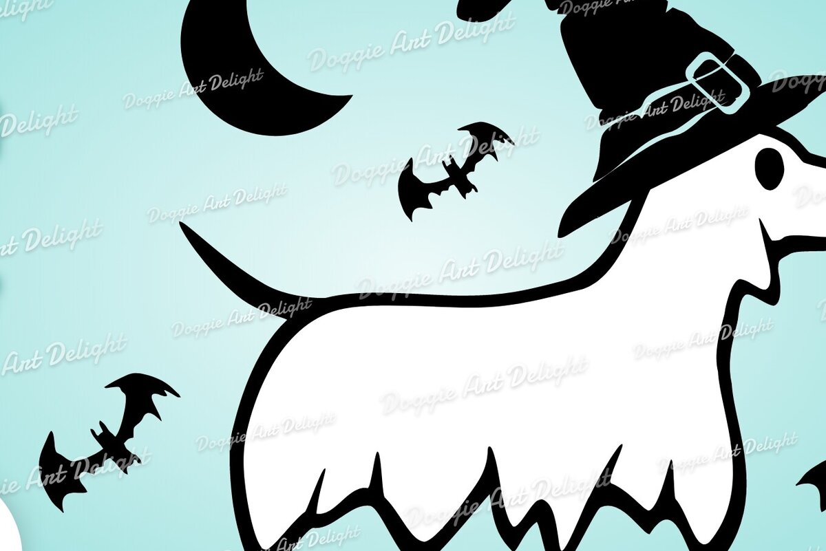 Σετ των 2 Intra απο ξύλο plywood 3mm-4mm πάχος – Απόκοσμο Doxie Dog Halloween Clipart Δίασταση  20x20 cm INTRAFABR-77881472