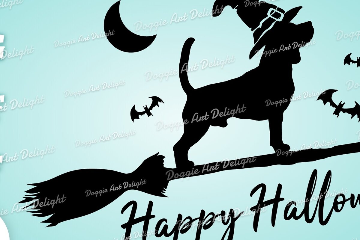 Σετ των 2 Intra απο ξύλο plywood 3mm-4mm πάχος – Τρομακτικό αποκριάτικο σκυλί κομμένο αρχείο Beagle Δίασταση  20x20 cm INTRAFABR-77771602