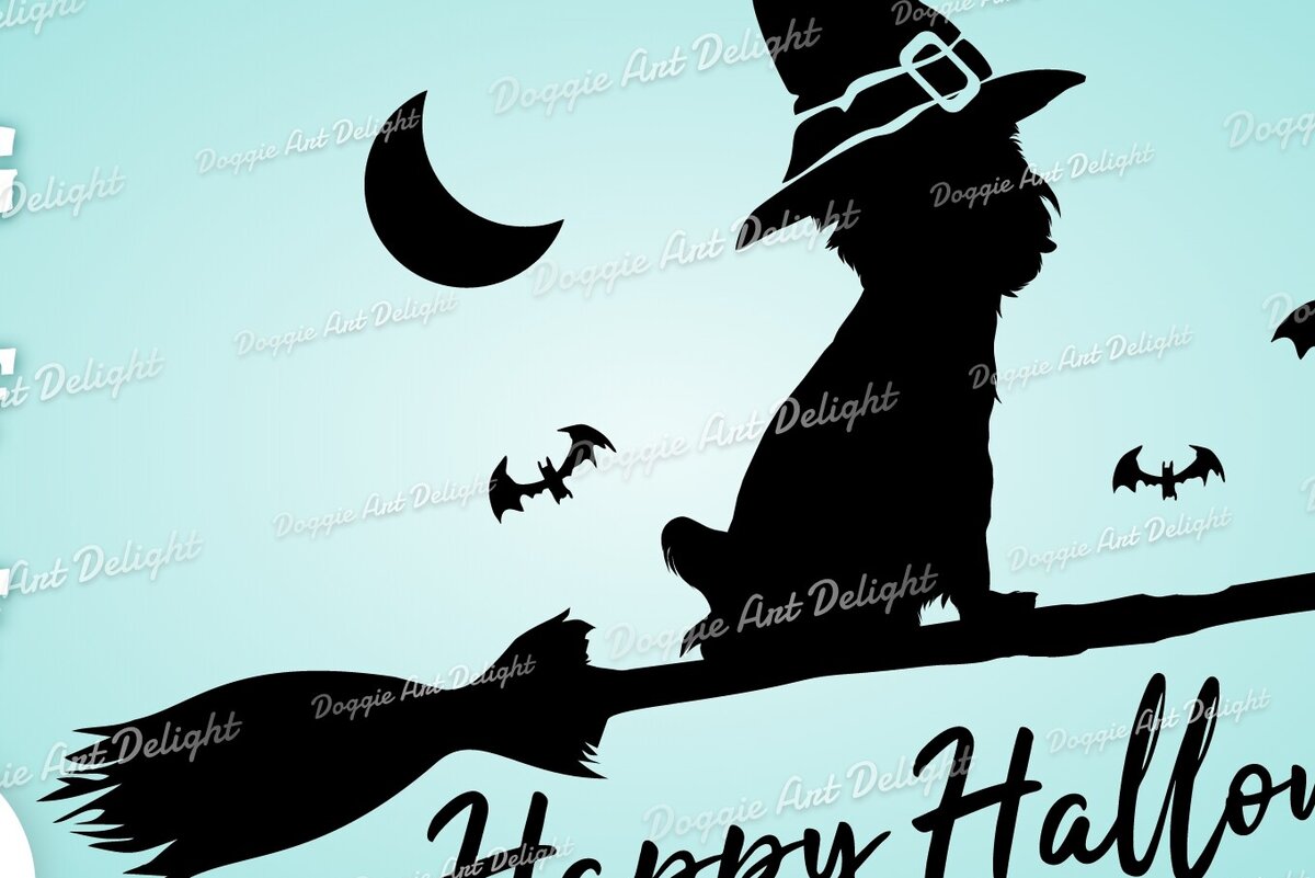 Σετ των 2 Intra απο ξύλο plywood 3mm-4mm πάχος – Τρομακτικό αρχείο Yorkie για αποκομμένο σκύλο για Halloween Δίασταση  20x20 cm INTRAFABR-77782280