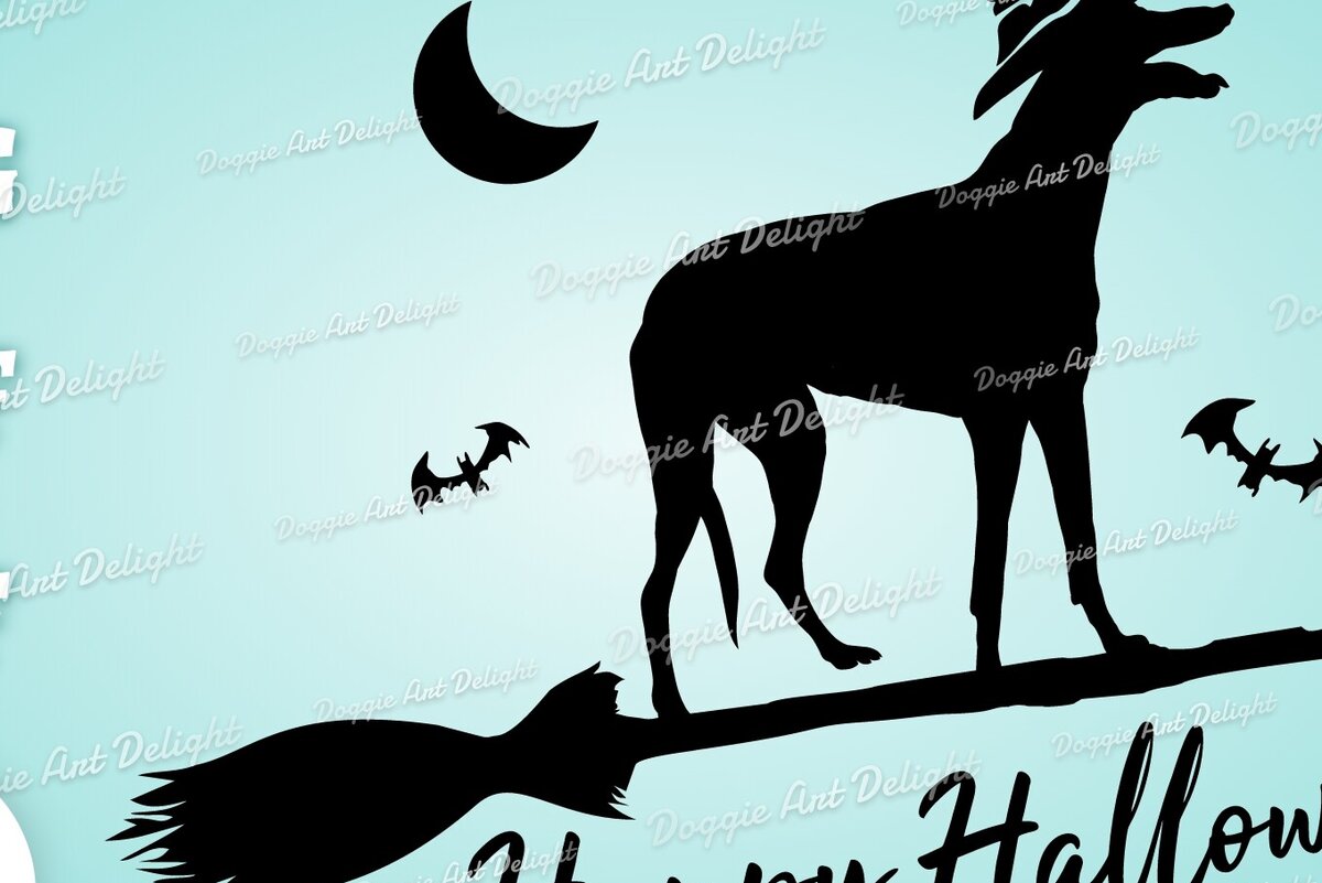 Σετ των 2 Intra απο ξύλο plywood 3mm-4mm πάχος – Τρομακτικό Halloween Dog Png Greyhound Δίασταση  20x20 cm INTRAFABR-77777862