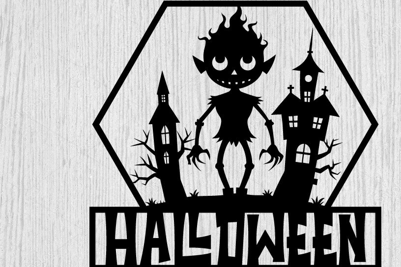 Σετ των 2 Intra απο ξύλο plywood 3mm-4mm πάχος – Τρομακτικό μεταλλικό τοίχο από Halloween House Δίασταση  20x20 cm INTRAFABR-101457502