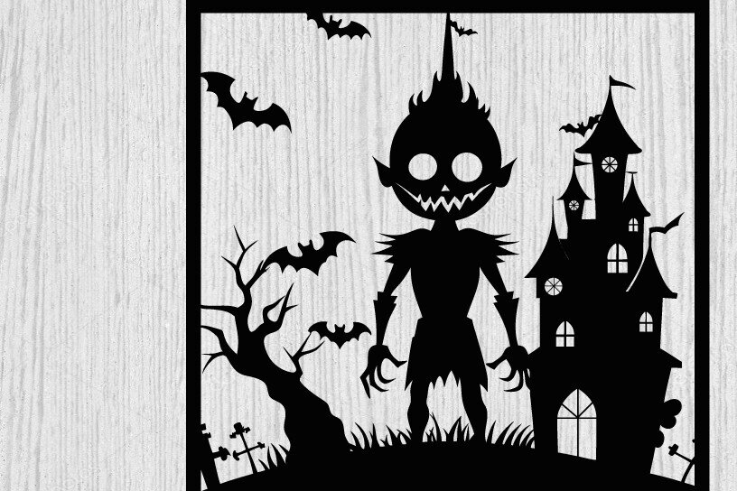 Σετ των 2 Intra απο ξύλο plywood 3mm-4mm πάχος – Τρομακτικό μεταλλικό τοίχο από Halloween House Δίασταση  20x20 cm INTRAFABR-101282096