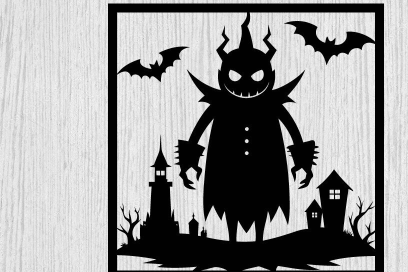 Σετ των 2 Intra απο ξύλο plywood 3mm-4mm πάχος – Τρομακτικό μεταλλικό τοίχο από Halloween House Δίασταση  20x20 cm INTRAFABR-101282138