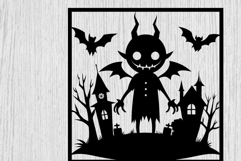 Σετ των 2 Intra απο ξύλο plywood 3mm-4mm πάχος – Τρομακτικό μεταλλικό τοίχο από Halloween House Δίασταση  20x20 cm INTRAFABR-101282258