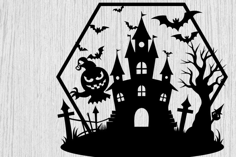 Σετ των 2 Intra απο ξύλο plywood 3mm-4mm πάχος – Τρομακτικό μεταλλικό τοίχο από Halloween House Δίασταση  20x20 cm INTRAFABR-101282307