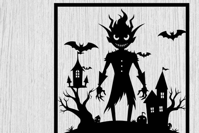 Σετ των 2 Intra απο ξύλο plywood 3mm-4mm πάχος – Τρομακτικό μεταλλικό τοίχο από Halloween House Δίασταση  20x20 cm INTRAFABR-101282425