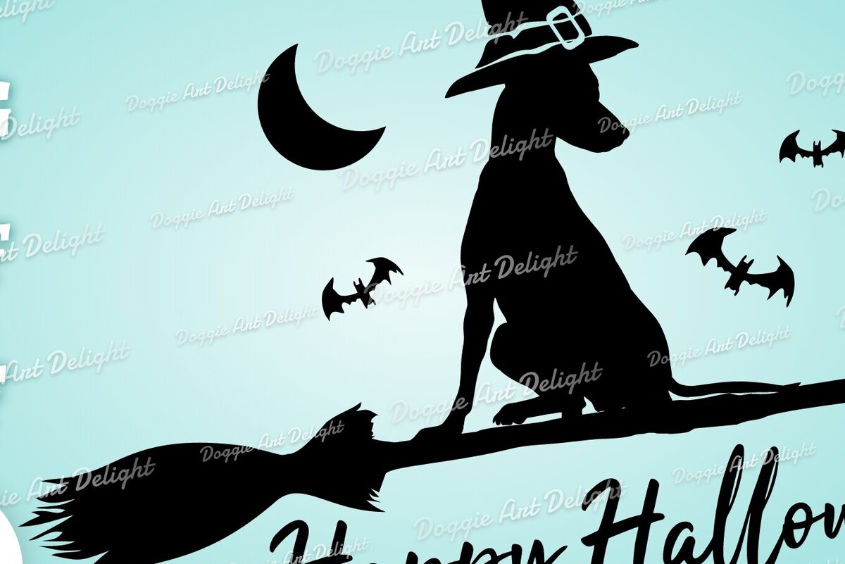 Σετ των 2 Intra απο ξύλο plywood 3mm-4mm πάχος – Spooky Halloween Puppy Dog Greyhound Δίασταση  20x20 cm INTRAFABR-77778751