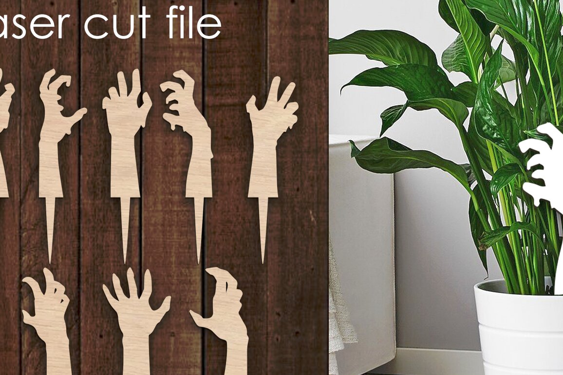 Σετ των 2 Intra απο ξύλο plywood 3mm-4mm πάχος – Τρομακτικά χέρια. Διακόσμηση αποκριών. Δίασταση  20x20 cm INTRAFABR-81287544