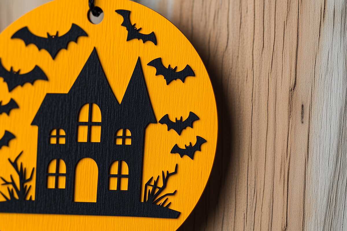 Σετ των 2 Intra απο ξύλο plywood 3mm-4mm πάχος – Αρχείο περικοπής από τρομακτικό στοιχειωμένο σπίτι Δίασταση  20x20 cm INTRAFABR-103020761