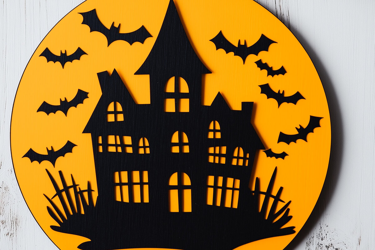 Σετ των 2 Intra απο ξύλο plywood 3mm-4mm πάχος – Αρχείο περικοπής από τρομακτικό στοιχειωμένο σπίτι Δίασταση  20x20 cm INTRAFABR-103027769