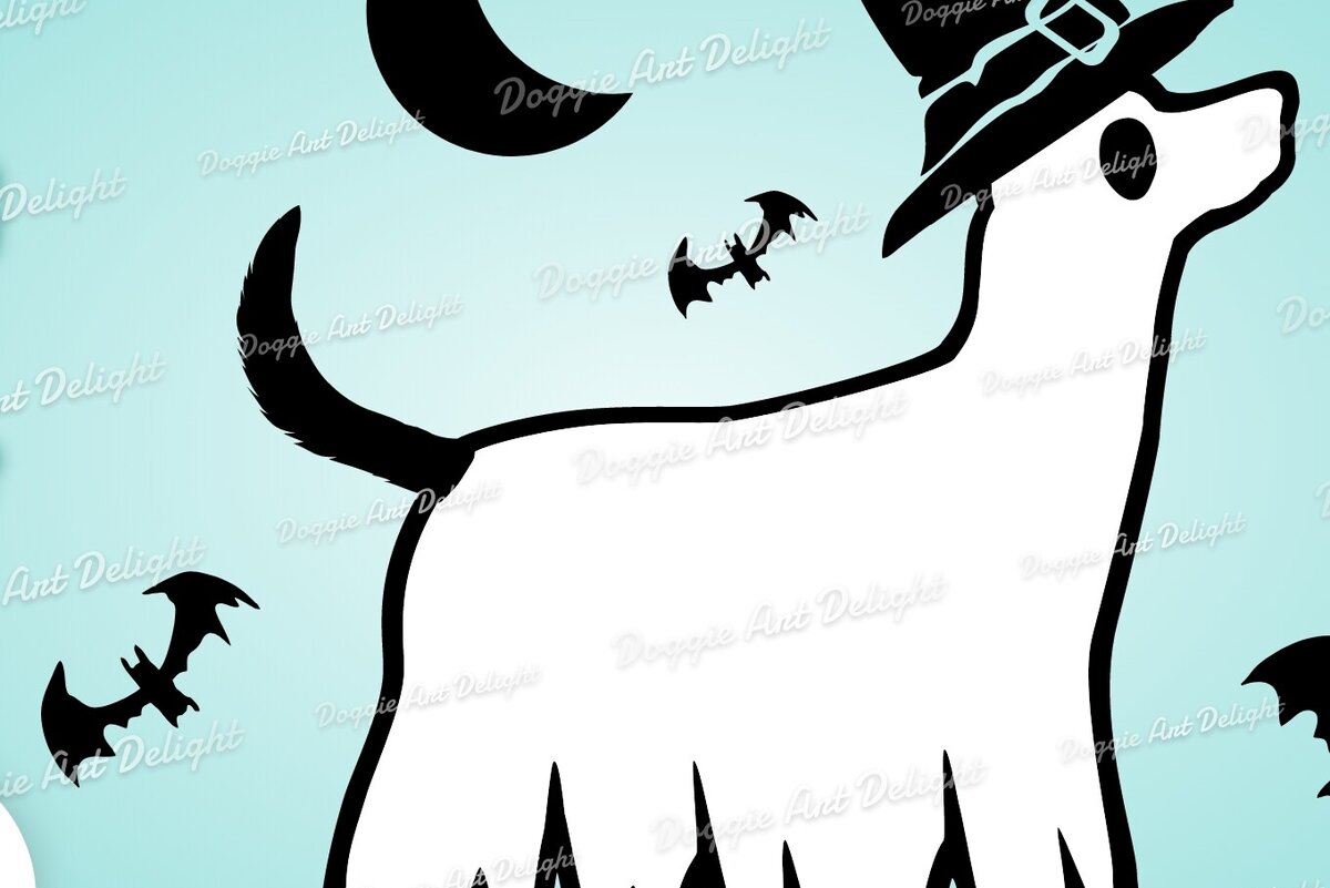 Σετ των 2 Intra απο ξύλο plywood 3mm-4mm πάχος – Τρομακτικό σκυλί Λαμπραντόρ Halloween Clipart Δίασταση  20x20 cm INTRAFABR-78210489