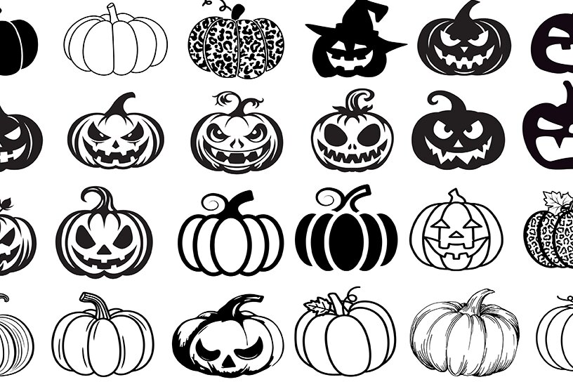 Σετ των 2 Intra απο ξύλο plywood 3mm-4mm πάχος – Πακέτο από τρομακτικά σχέδια κολοκύθας &amp; PNG Δίασταση  20x20 cm INTRAFABR-105400054