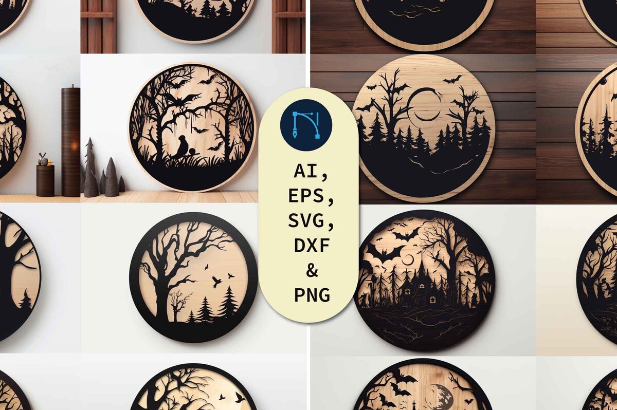 Σετ των 2 Intra απο ξύλο plywood 3mm-4mm πάχος – Τρομακτικό στρογγυλό ξύλο Mega Bundle Δίασταση  20x20 cm INTRAFABR-80203119