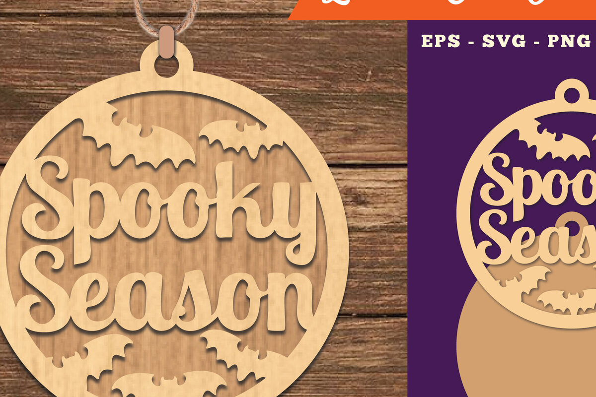 Σετ των 2 Intra απο ξύλο plywood 3mm-4mm πάχος – Spooky Season Ornment Δίασταση  20x20 cm INTRAFABR-111385539