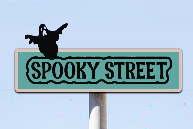 Σετ των 2 Intra απο ξύλο plywood 3mm-4mm πάχος – Spooky Street Δίασταση  20x20 cm INTRAFABR-76906452