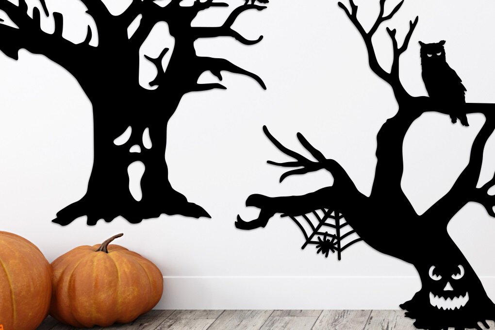 Σετ των 2 Intra απο ξύλο plywood 3mm-4mm πάχος – Αρχεία αποκοπής με λέιζερ τρομακτικά δέντρα Δίασταση  20x20 cm INTRAFABR-17571728