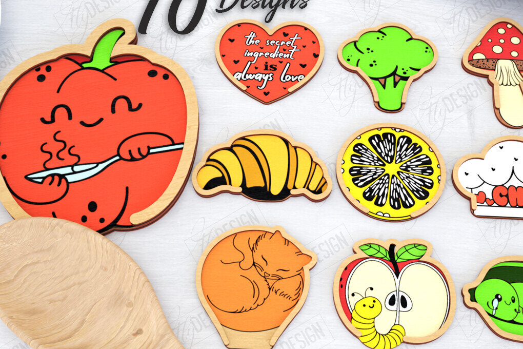 Σετ των 2 Intra απο ξύλο plywood 3mm-4mm πάχος – Δέσμη κοπής λέιζερ θήκης κουταλιού | Κουζίνα Δίασταση  20x20 cm INTRAFABR-120353639