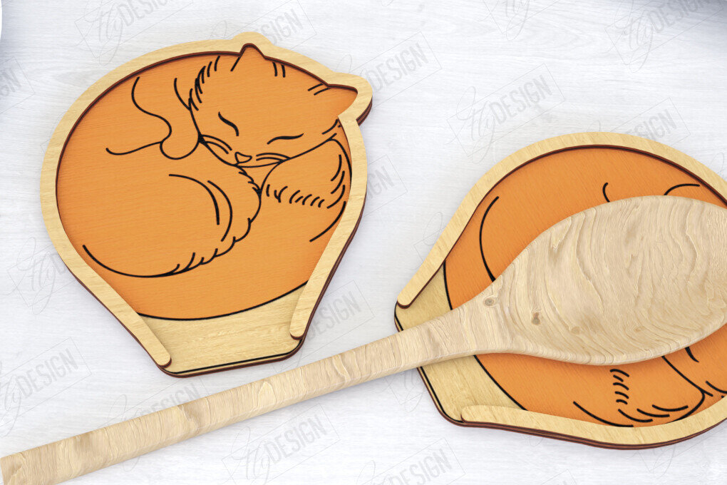 Σετ των 2 Intra απο ξύλο plywood 3mm-4mm πάχος – Κουταλοθήκη |Κουζινικά σκεύη Δίασταση  20x20 cm INTRAFABR-120094695