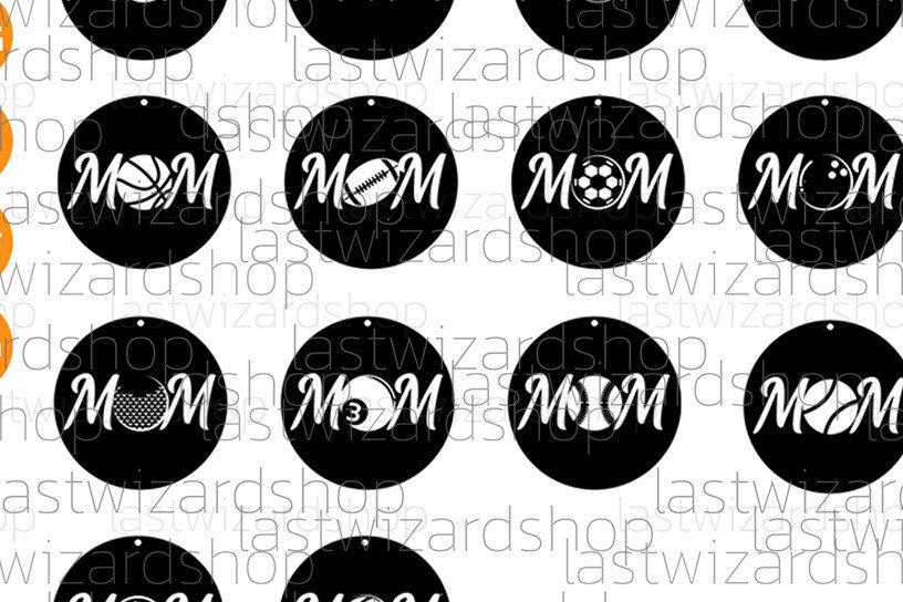 Σετ των 3 Intra απο ξύλο plywood 3mm-4mm πάχος – Sports Mom Earrings, Sports Faux Δίασταση  5x5 cm INTRAFABR-25097793