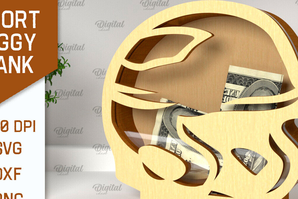 Σετ των 2 Intra απο ξύλο plywood 3mm-4mm πάχος – Sport Piggy Bank Laser. Τράπεζα Χρημάτων Δίασταση  20x20 cm INTRAFABR-98046822