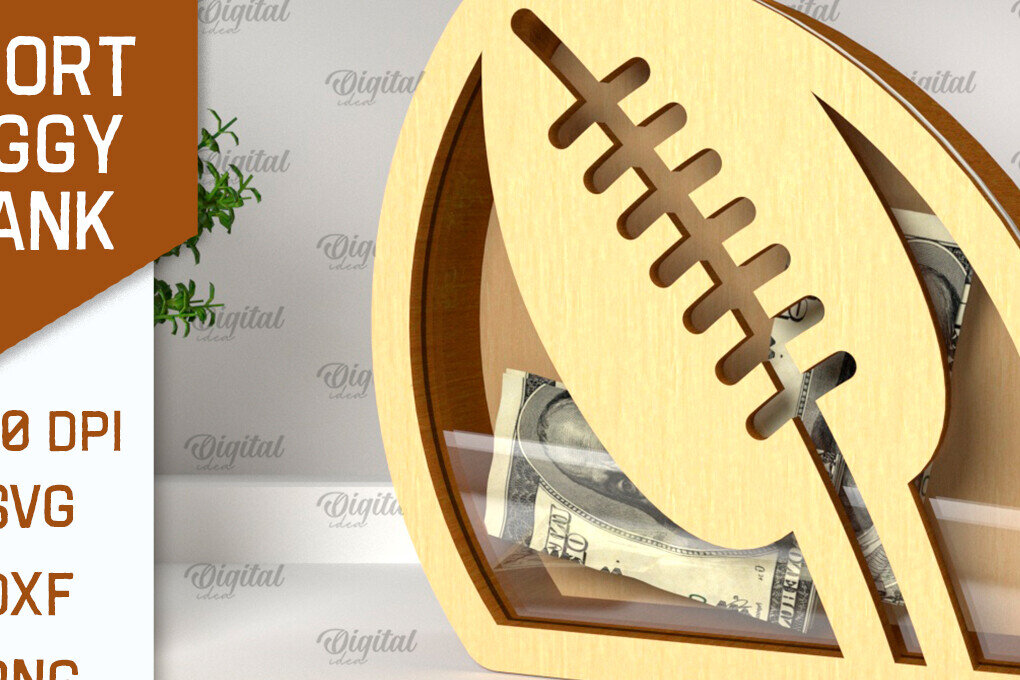 Σετ των 2 Intra απο ξύλο plywood 3mm-4mm πάχος – Sport Piggy Bank Laser. Τράπεζα Χρημάτων Δίασταση  20x20 cm INTRAFABR-98046081