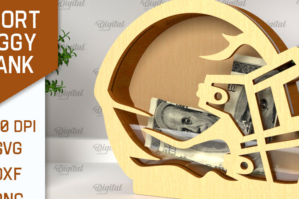 Σετ των 2 Intra απο ξύλο plywood 3mm-4mm πάχος – Sport Piggy Bank Laser. Τράπεζα Χρημάτων Δίασταση  20x20 cm INTRAFABR-98046138